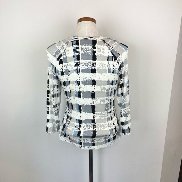 St. John V-Neck Block Print 3/4 Sleeve Top - Picture 5 of 6